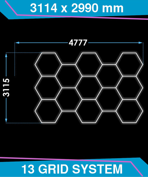Hexagon Lighting 13-Gitter-Design