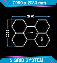 Sechseckige Beleuchtung, 5-Gitter-Design